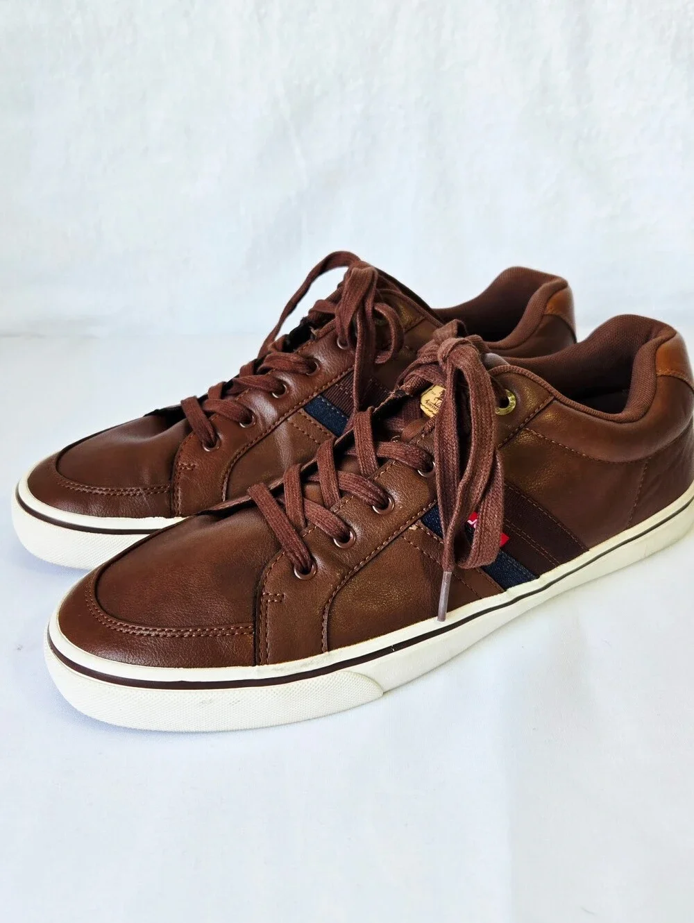 Levi Strauss & Co Men's Brown Casual Sneakers Size 12 Faux Leather Lace Up Shoes